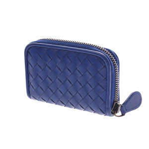 Bottega Veneta intrecciato Wallet zipper round leather blue
